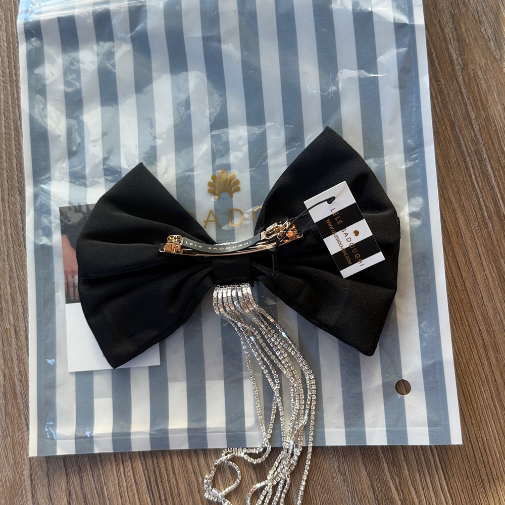 NWT LELE SADOUGHI JET CRYSTAL KRISTINA CRYSTAL BOW BARRETTE - Picture 4 of 5